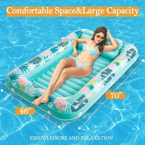 Vista 2 de NOCCUR Piscina de bronceado para adultos – Piscina de bronceado inflable – Flotadores de piscina tamaño adulto flotador de piscina tumbona
