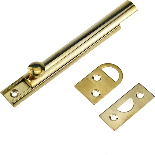 Vista 2 de Perno de superficie de latón macizo dorado de 4 pulgadas con tornillos