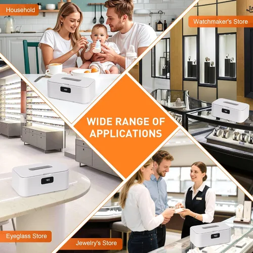 Vista 8 de snawowo Máquina Limpiadora Ultrasónica de Joyas - 28 onzas/800ml 49KHz Limpiador Profesional de Retenedores 5 Temporizadores Pantalla LED Tanque