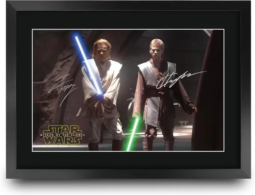 Vista 39 de HWC Trading Star Wars Episodio 1 La Amenaza Fantasma Regalos Presentación Impresa Autografiada Montaje para Fans de Recuerdos de Películas - 16" x