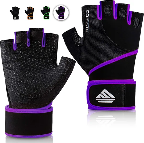 Vista 12 de Guantes de Entrenamiento Guantes de Gimnasio Guantes de Levantamiento de Pesas para Hombres y Mujeres con Almohadilla Completa en la Palma, Soporte