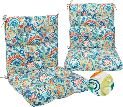 Vista 10 de Magpie Fabrics Cojín copetudo para silla de patio, 2 unidades, impermeable, resistente a la decoloración, para interiores y exteriores, para asiento