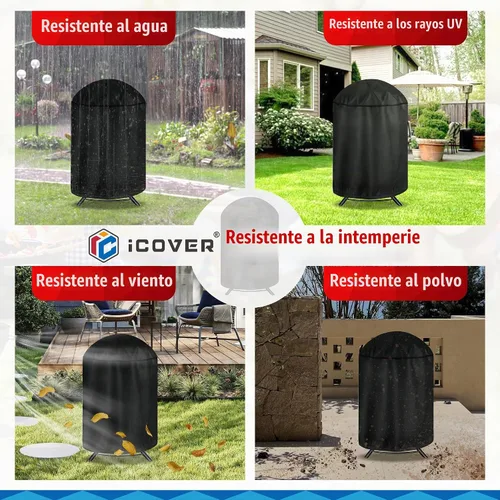 Vista 7 de iCOVER – Funda redonda para parrilla, cubierta de 29" de diámetro x 38" de alto para parrilla de carbón, cubierta impermeable para parrilla