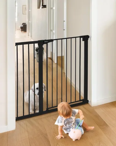 Vista 13 de COMOMY - Puerta de bebé de 76 cm de alto para escaleras y umbrales, se ajusta a aberturas de 75 cm a 103 cm de ancho, puerta para perros de cierre