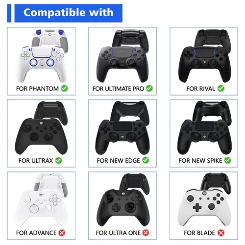 Vista 2 de HEXGAMING Palancas de repuesto de 2 alturas abovedadas y cóncavas para controladores Phantom y Ultimate Pro - Parte base no está incluida