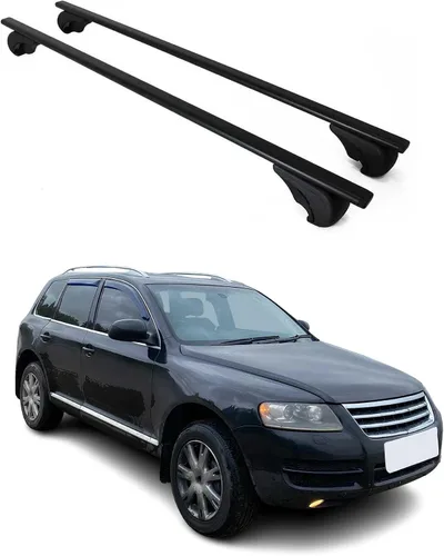 Vista 11 de OMAC Barras transversales de aluminio para VW Touareg 2004-2006, 2 unidades, antirrobo para viajes, kayak, canoa, surf, esquí, snowboard, camping
