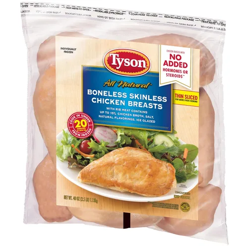 Vista 4 de Tyson Pechugas de pollo deshuesadas y sin piel, congeladas, 2.5 libras