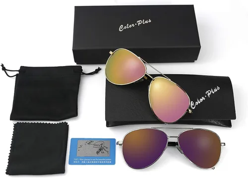 Vista 3 de Colorplus - Gafas de sol polarizadas para adultos, unisex, retro, redondas, con lentes de espejo