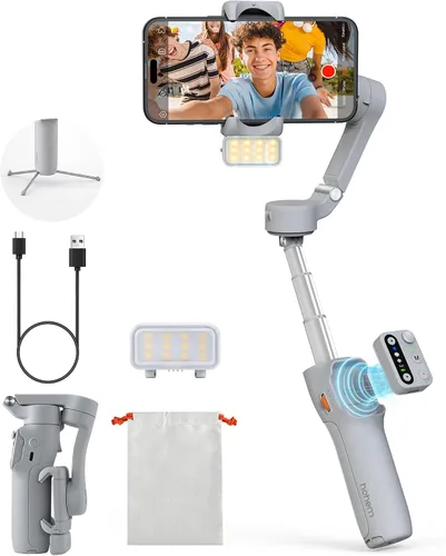 Vista 10 de hohem iSteady X3 - Estabilizador de cardán mejorado para iPhone con control remoto desmontable, cardán plegable de 3 ejes, luz de relleno, varilla