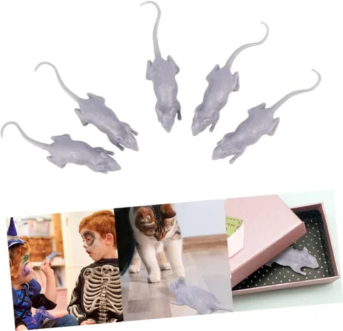 Vista 3 de KESYOO 10pcs Simulation Mouse Fake Mouse Pranks Halloween Creepy Realistic Rat Prank Party Trick Mouse Prank Scary Prank Prank Mouse Simulated Grey