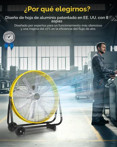 Vista 2 de VENTISOL Ventilador de tambor de alta velocidad de 24 pulgadas, ventiladores industriales de 9500 CFM resistente, ventilador de tienda de 3
