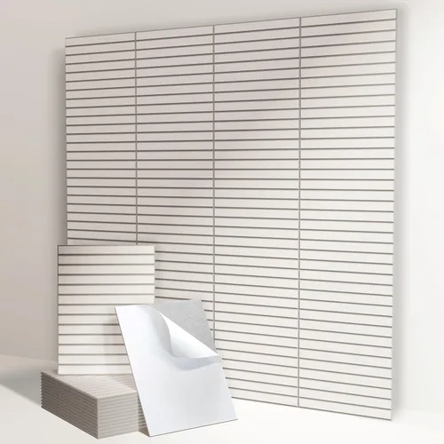 Vista 16 de Paneles acústicos, paneles de pared acústicos autoadhesivos, 12 piezas Chevron Peak - Blanco pálido