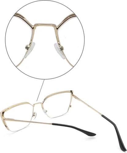 Vista 6 de Oversized Metal Frame Reading Glasses for Women,Fashion Cat Eye Ladies Readers