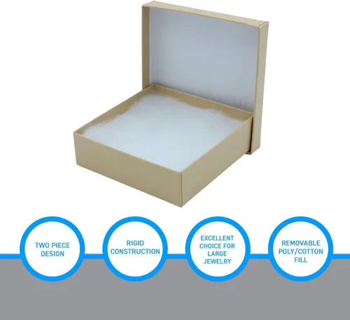 Vista 4 de SSWBasics Cajas de regalo de dos piezas de papel kraft rellenas de algodón, 3 x 3 x 1 pulgada (caja de 100), hechas de material 100% reciclado