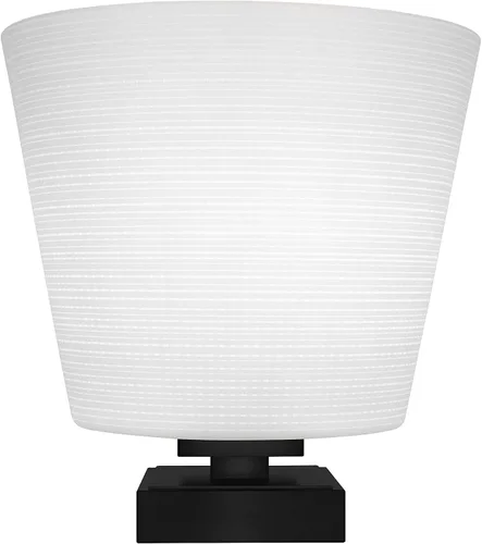 Vista 2 de Toltec Lighting Luna Accent - Lámpara de mesa, acabado grafito, cristal cuadrado de burbujas ahumadas de 3.5 pulgadas