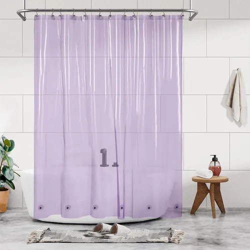 Vista 50 de Barossa Design - Forro de cortina estrecho de PEVA para ducha, con 3 imanes, impermeable, para cabina de baño pequeña, sin PVC, ojales metálicos