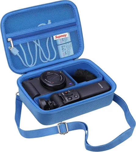 Vista 13 de Funda rígida de viaje para cámara digital Sony ZV-1F / ZV-1 / ZV-1 II, funda protectora para kit de accesorios Vlogger, trípode y micrófono Negro