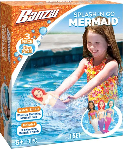 Vista 2 de BANZAI Juego de buceo de 3 piezas Splash 'N Go Mermaid Water/Pool Toy
