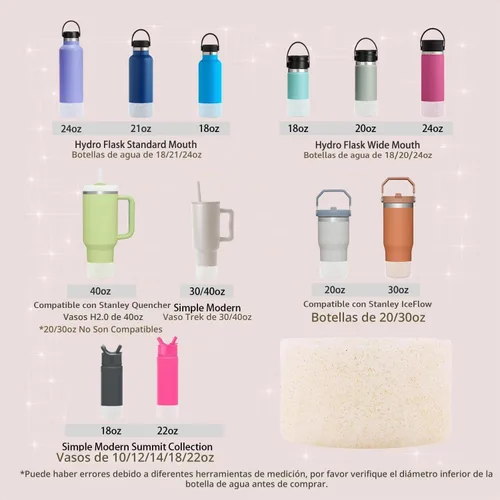 Vista 4 de WORBSS 2 Pack Bota de silicona con purpurina, compatible con Stanley Tumbler 20 30 40 oz y Hydro Flask 18-24 oz, accesorios para protector de fondo