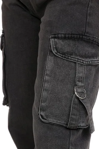 Vista 5 de FALABELLA Jeans tipo cargo holgados de cintura media y alta para mujer con bolsillo de solapa, pantalones de mezclilla holgados de pierna ancha