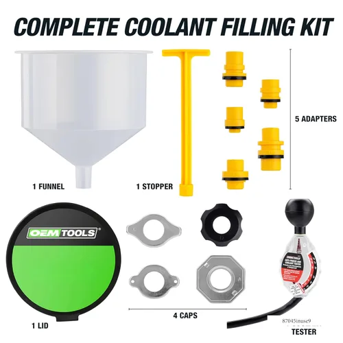 Vista 9 de OEMTOOLS 87045 Kit de embudo de refrigerante antiderrames, 16 piezas