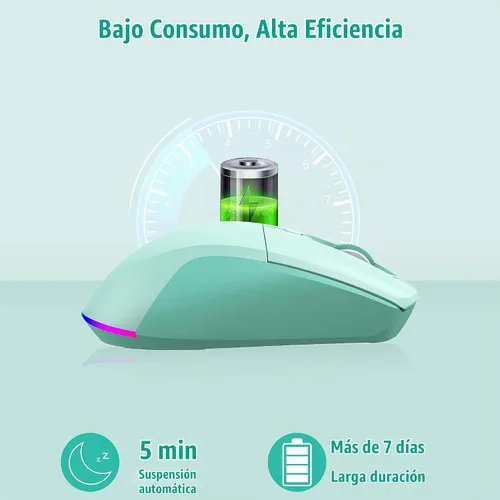 Vista 4 de LeadsaiL Ratón inalámbrico Bluetooth, mouse recargable de computadora de modo dual con botones laterales, diseño ergonómico, clic silencioso, DPI