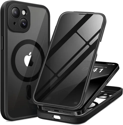 Vista 36 de BERFY Funda para iPhone 17 Pro Max, compatible con MagSafe, protector de pantalla de vidrio integrado, protección de cámara, funda de cuerpo