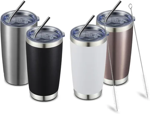 Vista 14 de COMOOO Vaso Térmico de 20 onzas al por Mayor con Aislamiento al Vacío de Doble Pared, Taza de Viaje de Acero Inoxidable con Tapa y Pajita