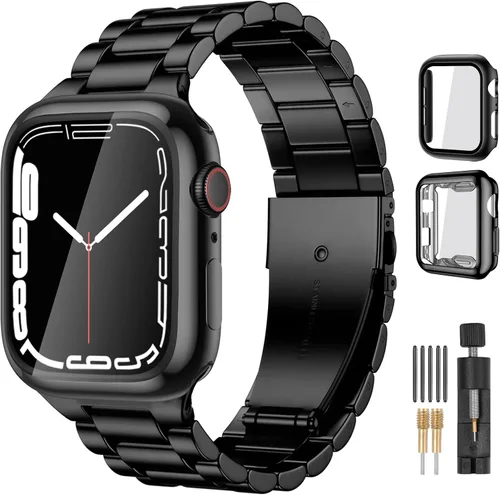 Vista 17 de Lerobo Compatible con Apple Watch Band de 1.732 in 1.654 in 1.575 in 1.496 in 1.614 in 1.772 in 150.9 ft 1.929 in, correa de metal de acero