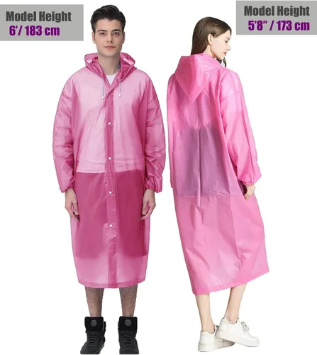 Vista 3 de Chubasquero, paquete de 2 ponchos de lluvia para hombres, mujeres y adultos, abrigo impermeable portátil reutilizable con capucha