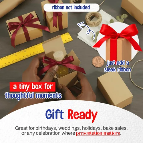 Vista 4 de MT Products Tuck Top - Caja de regalo pequeña de cartón kraft de 2 x 2 x 3 pulgadas, cajas de regalo con tapas, paquete de 30