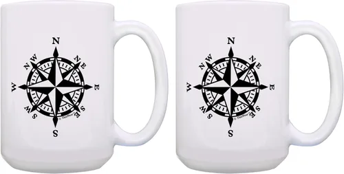 Vista 10 de Regalos de crucero, brújula náutica, brújula de senderismo, taza de café, regalos de aventura, regalo de viajeros, regalo al aire libre, taza