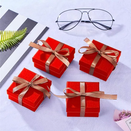 Vista 5 de Caja de regalo para collar y aretes, caja de regalo, 12 cajas de regalo cuadradas de cartón para joyas, caja de regalo de papel de cartón relleno