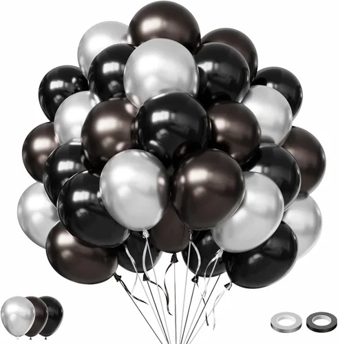 Vista 12 de Globos rojos y negros, 57 globos rojos de 12 pulgadas, globos negros para bodas, Año Nuevo, graduación, decoración de fiesta de cumpleaños