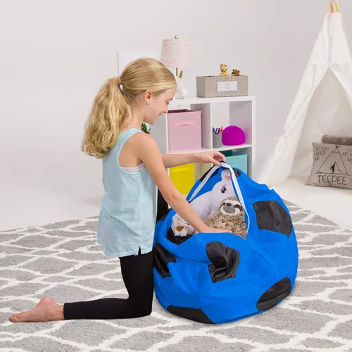 Vista 44 de Posh Creations Funda de puf para niños con almacenamiento para animales de peluche - Organizador de juguetes para niños, Mediano 68.58 cm - Lona