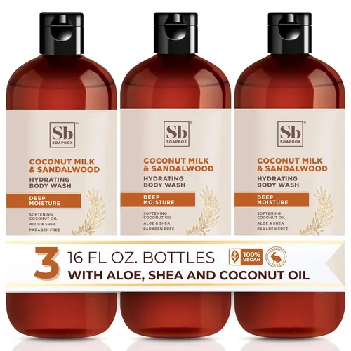 Vista 10 de Soapbox Gel de baño, coco + bayas de Goji para mujeres, hombres, vegano + jabón hidratante rico en antioxidantes con manteca de karité, péptidos