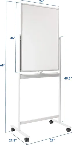 Vista 8 de Mount-It! Pizarra blanca móvil de borrado en seco, pizarra blanca rodante con ruedas y soporte, 36 x 24 pulgadas, pizarra reversible de borrado