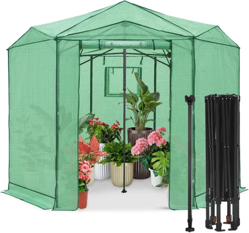 Vista 16 de EAGLE PEAK - Invernadero hexagonal desplegable de 6.6 x 6.6 pies, portátil, para plantas de jardín, para interiores y exteriores, para todo