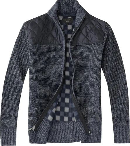 Vista 8 de Gioberti - Suéter de punto de ajuste regular con cremallera completa para hombre con forro de franela cepillada suave Negro