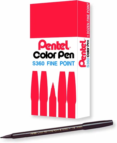 Vista 29 de Pentel Arts - Bolígrafo de color, beige, caja de 12 unidades (S360-124)