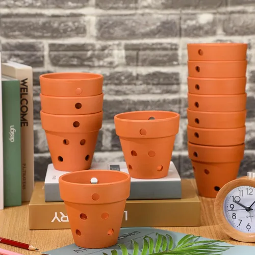Vista 4 de FoldTier - 12 macetas de orquídea de terracota de 4 pulgadas con agujeros