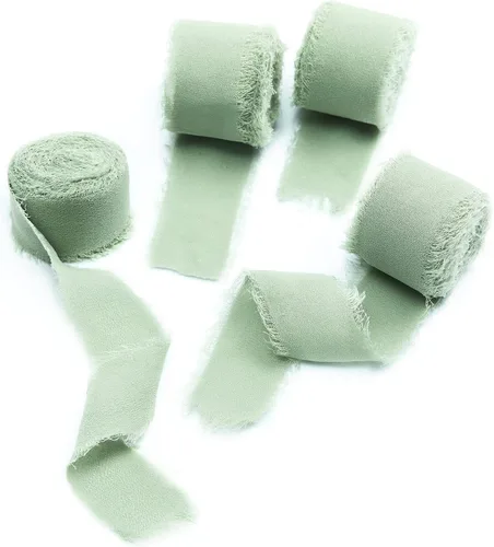 Vista 24 de 4 rollos de cinta de seda hecha a mano con flecos de 1.5 pulgadas x 5 yardas (4 rollos de 20 yardas) para invitaciones de boda, ramos de novia