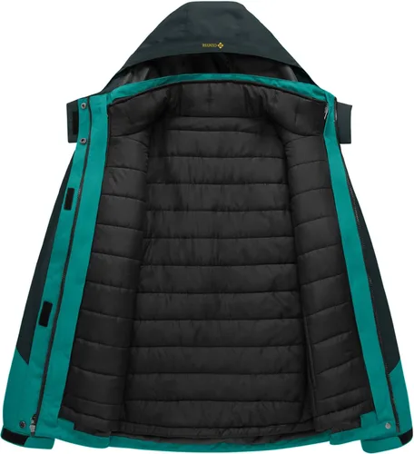 Vista 3 de GEMYSE Chaqueta de esquí impermeable 3 en 1 para mujer, con forro acolchado, abrigo de invierno aislado