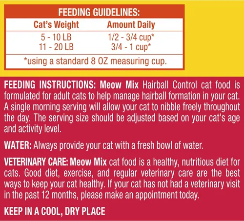Vista 5 de Meow Mix Control de Bolas de Pelo Alimento Seco para Gatos, Bolsa de 3.15 Libras (Paquete de 4)