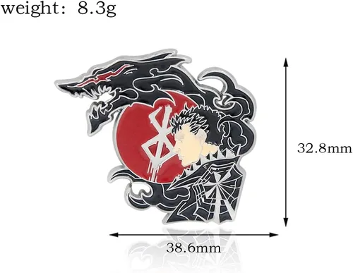 Vista 3 de Berserker Guts Anime Enamel Pins - Berserker Armor Swordsman Manga Pin - Christmas Cosplay Jewelry Gifts for Kids Girls Teens Women Men and Fans
