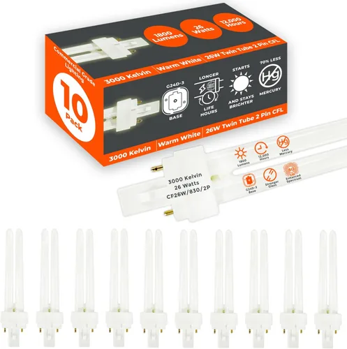 Vista 28 de GoodBulb Bombillas CFL de 13 W, base GX23 de 2 pines, 2700 K, blanco suave, 13 W, alto rendimiento, 800 lúmenes, bombillas fluorescentes compactas