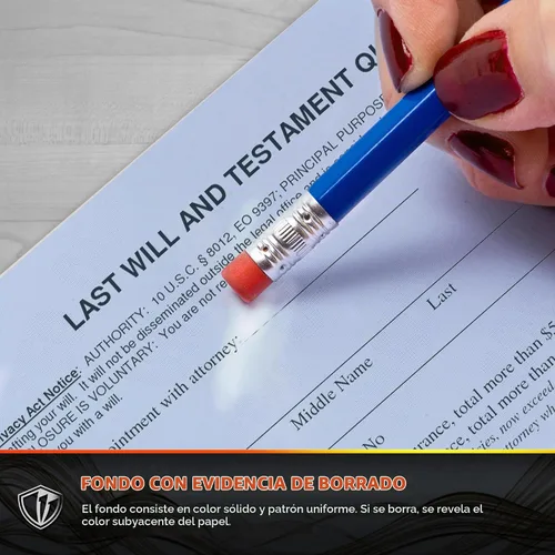 Vista 4 de DocuGard Papel de seguridad multiusos azul estándar, prevención de fraudes, 2 características de seguridad, compatible con impresoras láser
