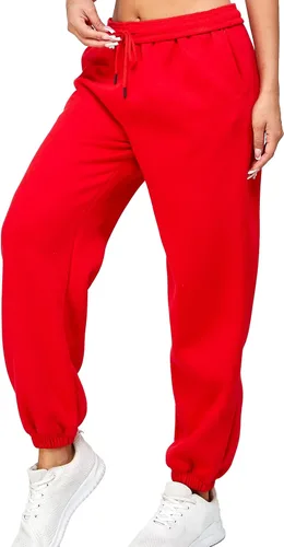 Vista 3 de IUUI Pantalones deportivos de vellón holgados para mujer estilo casual de cintura alta plegables cálidos con bolsillos