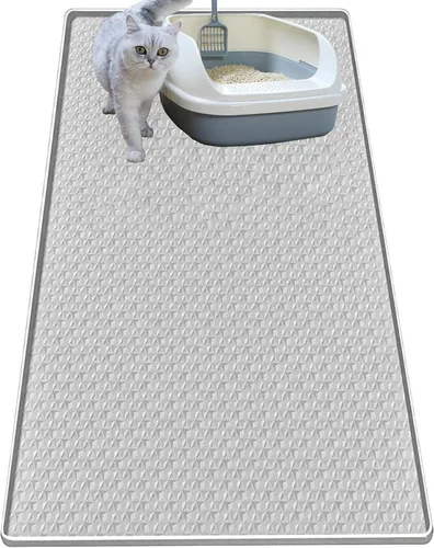 Vista 8 de Alfombra para Arena de Gatos, Alfombra de Silicona Grande para Caja de Arena - 28 x 22 pulgadas, Impermeable y Antideslizante, Duradero y Fácil
