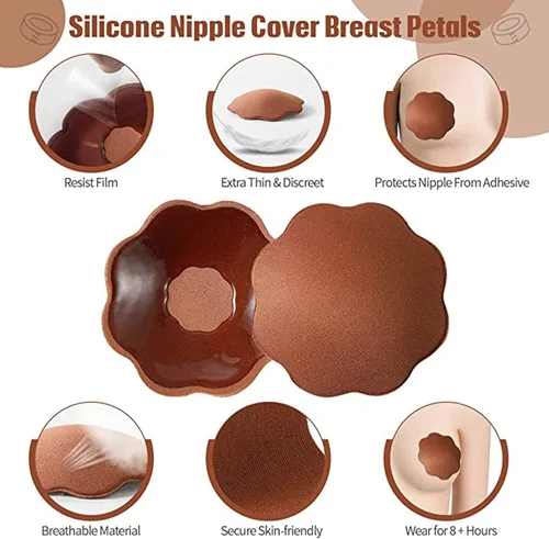 Vista 4 de HHOOMY Cinta para el pecho, cinta transpirable de apoyo para el pecho con cubierta reutilizable para pezones para pecho grande A-E Cup